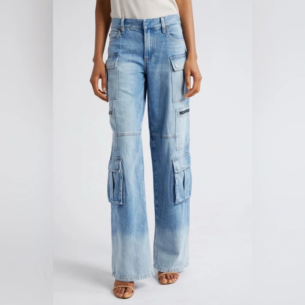 Alice + Olivia Cay Baggy Denim Cargo Pants sz 29 BRAND NEW WITH TAGS - Picture 4 of 10